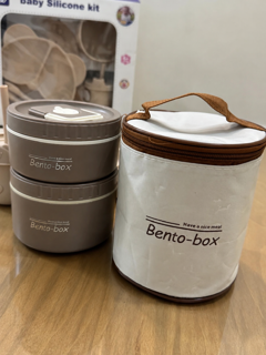ظرف غذای کودک بنتو باکس دو طبقه Bento Box) به همراه کیف حمل عایق | لانچ باکس کودک