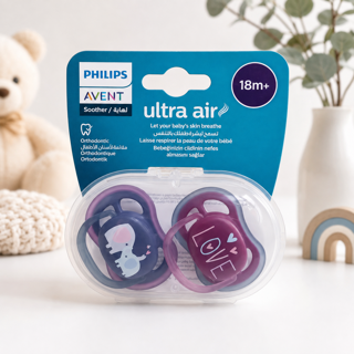 پستانک ارتودنسی Philips Avent Ultra Air دو عددی بالای ۱۸ ماه طرح فیل و Love