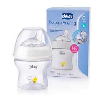 شیشه شیر چیکو مدل NaturalFeeling ظرفیت ۱۵۰ میلی‌لیتر