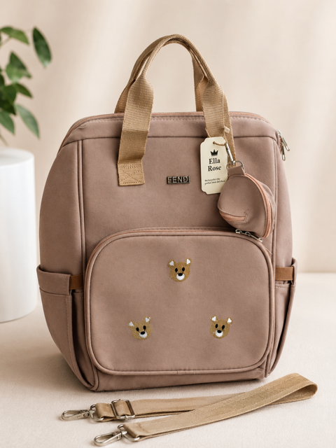 کوله پشتی لوازم نوزاد و کودک مدل خرسی طرح FENDI Ella Rose